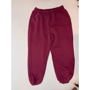 Comfrt Signature Sweatpants Maroon Burgundy Fleece Joggers XL Womens High Waist